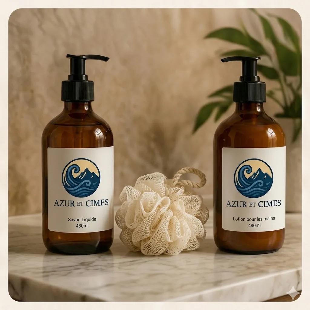 Gel douche et shampoing fournis